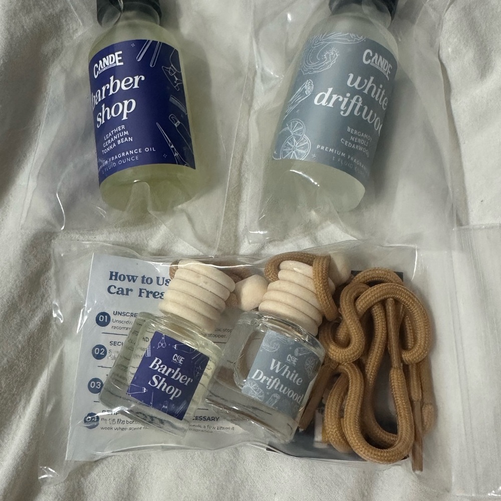 Cande Car Freshener Set - Barber Shop & White Driftwood